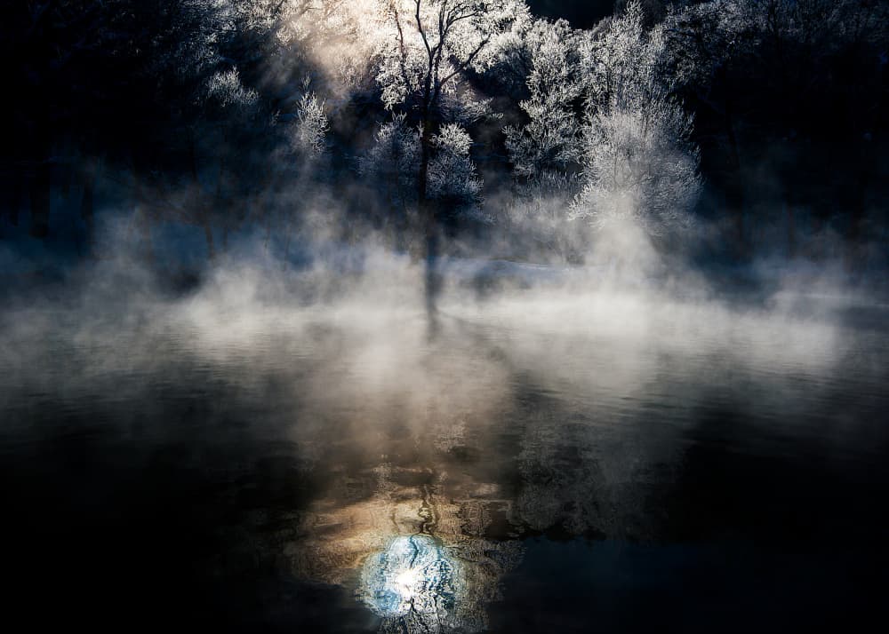 Moonlit Frosty Lake by Hidenori Sono — canvas wall art