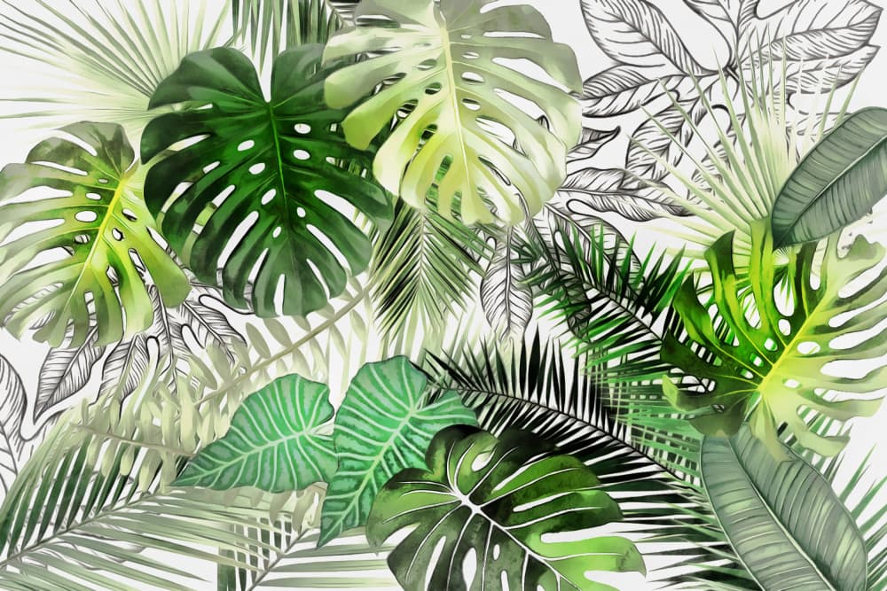 Lush Tropical Leaves by amini54 — canvas wall art