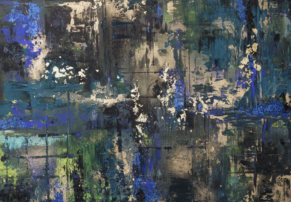 Textured Blue Gold by Anete Purina-Purite — canvas wall art