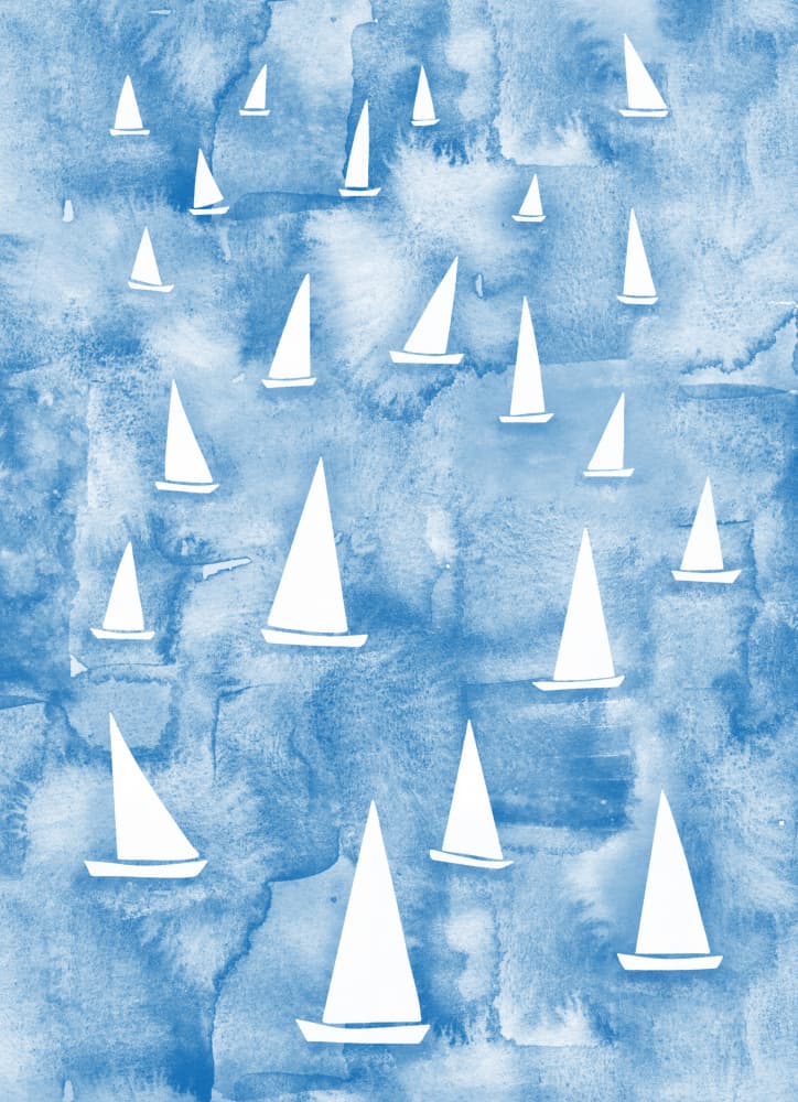 Blue Watercolor Sailboats