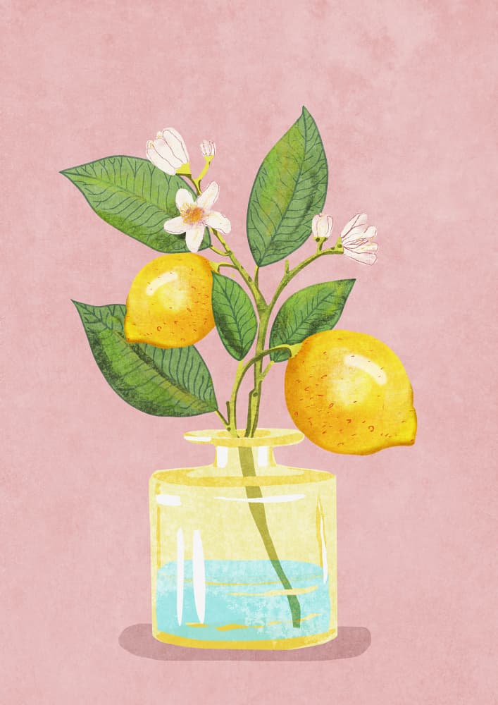 Lemon Bunch In Vase by Raissa Oltmanns — canvas wall art