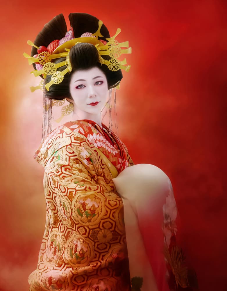 Elegant Japanese Geisha by kazutoshikawakami — canvas wall art