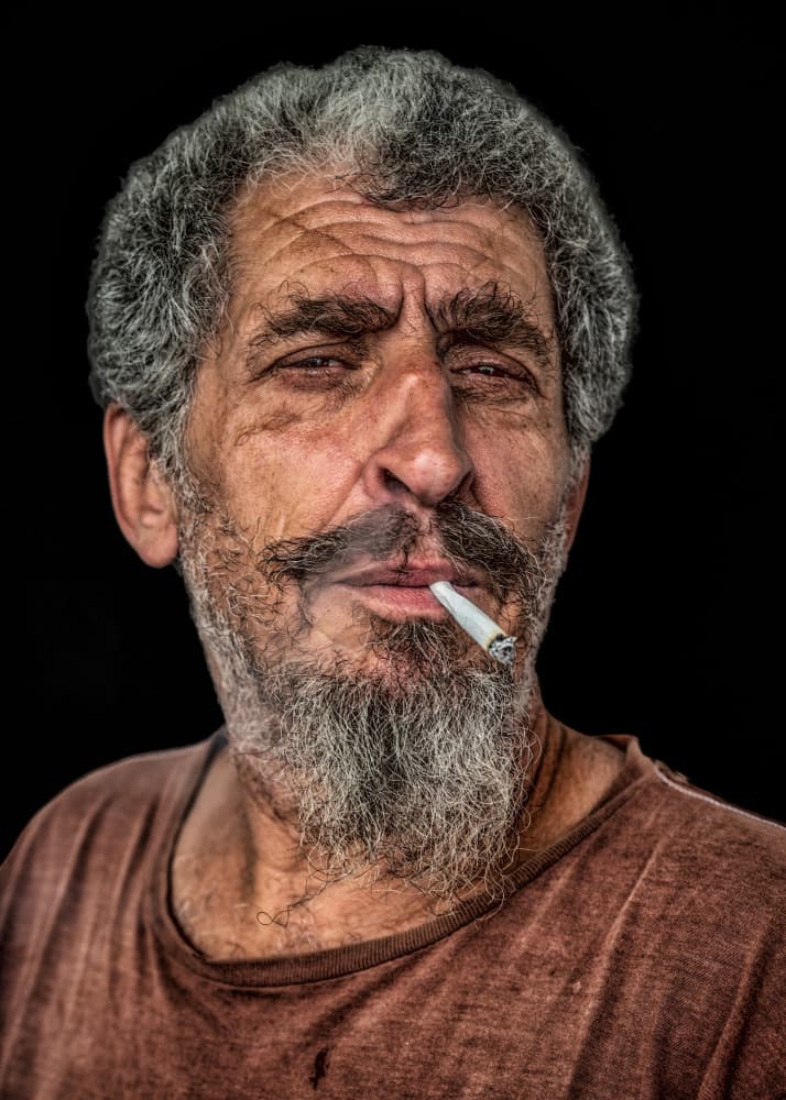 Man Smoking Portrait by Joško Šimic — canvas wall art