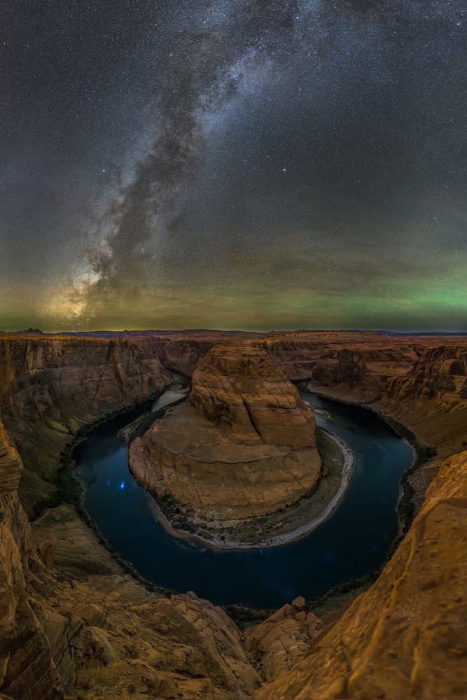 Horseshoe Bend Night Stars by Tengyu Cai — canvas wall art