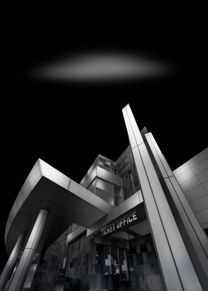 Modern Night Architecture by Joan Zhang — canvas wall art