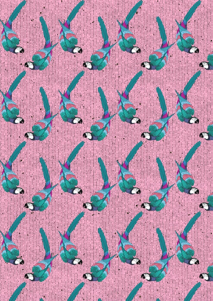 Exotic Pink Parrot Pattern by Nicholas — canvas wall art