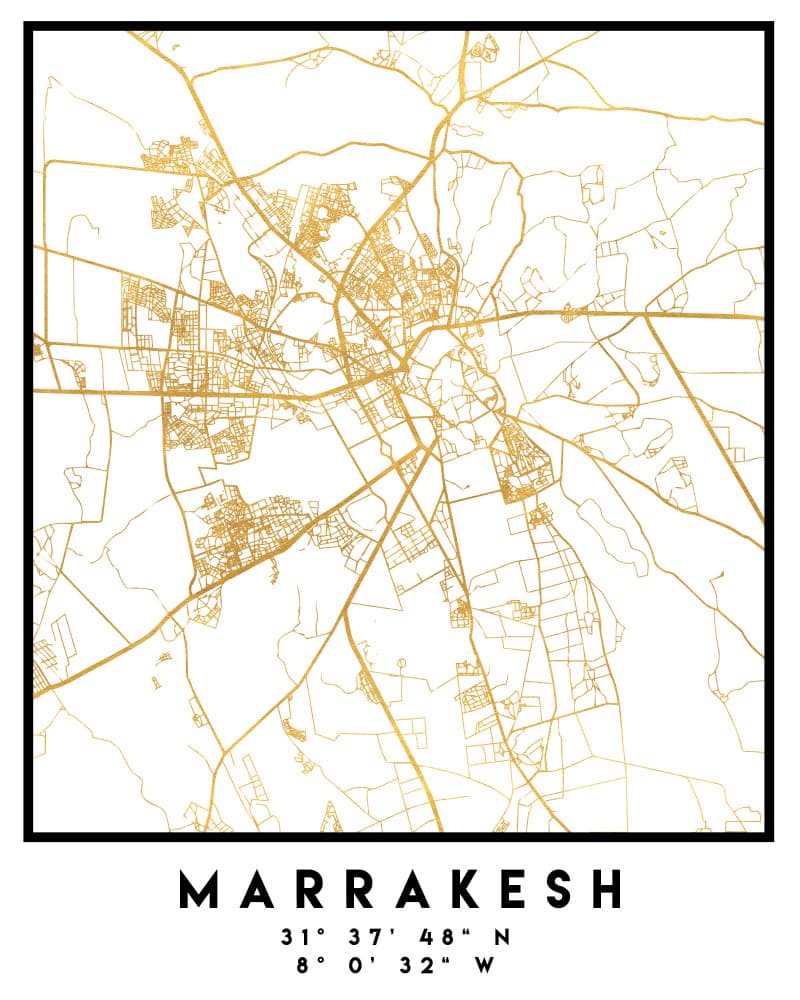 Golden Marrakesh Map by Emiliano Deificus — canvas wall art