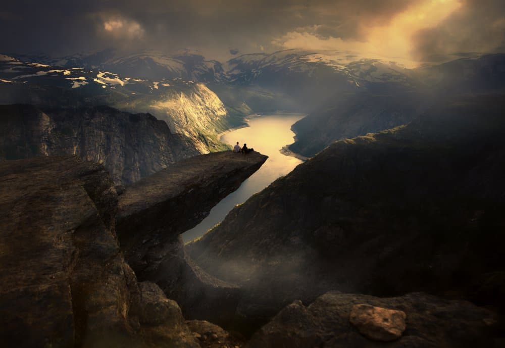 Cliff Edge Fjord View by Siarhei Mikhaliuk * — canvas wall art
