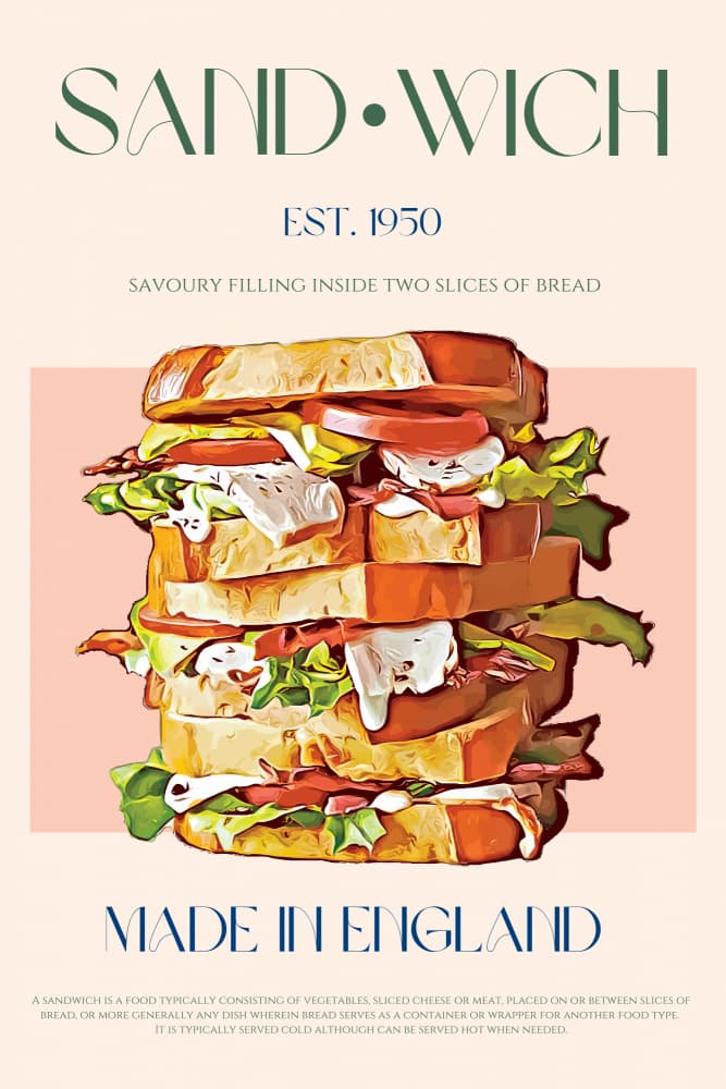 Classic British Sandwich by Nazma Khokhar — canvas wall art