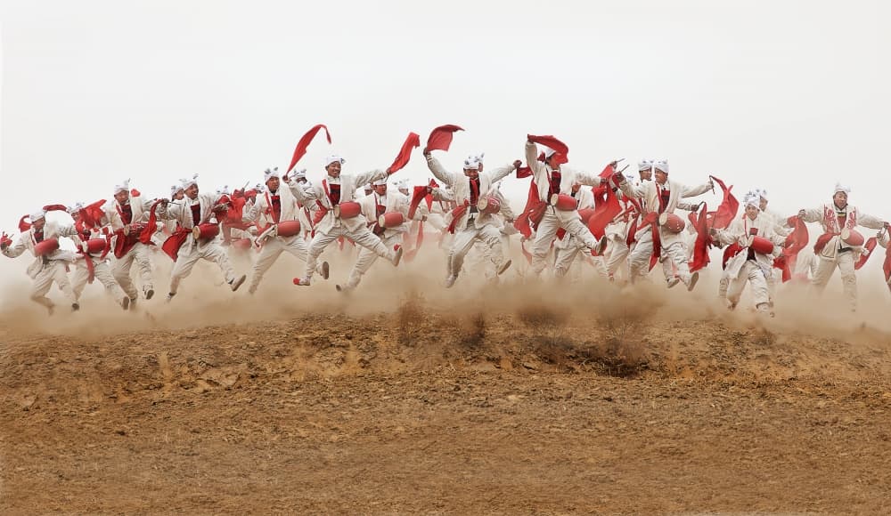 Jumping Red And White Dancers by BJ Yang — canvas wall art