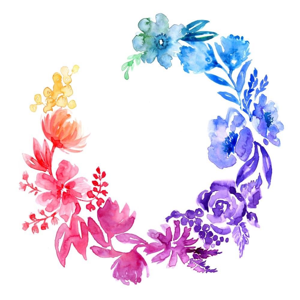 Watercolor Rainbow Wreath by Rosana Laiz Blursbyai — canvas wall art