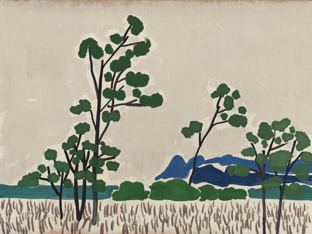 Green Trees Blue Mountains by Little Dean — canvas wall art