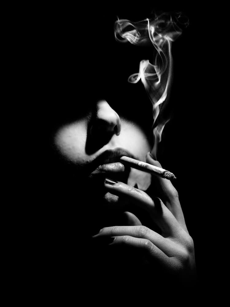 Mysterious Smoking Woman by Cesare Sent — canvas wall art
