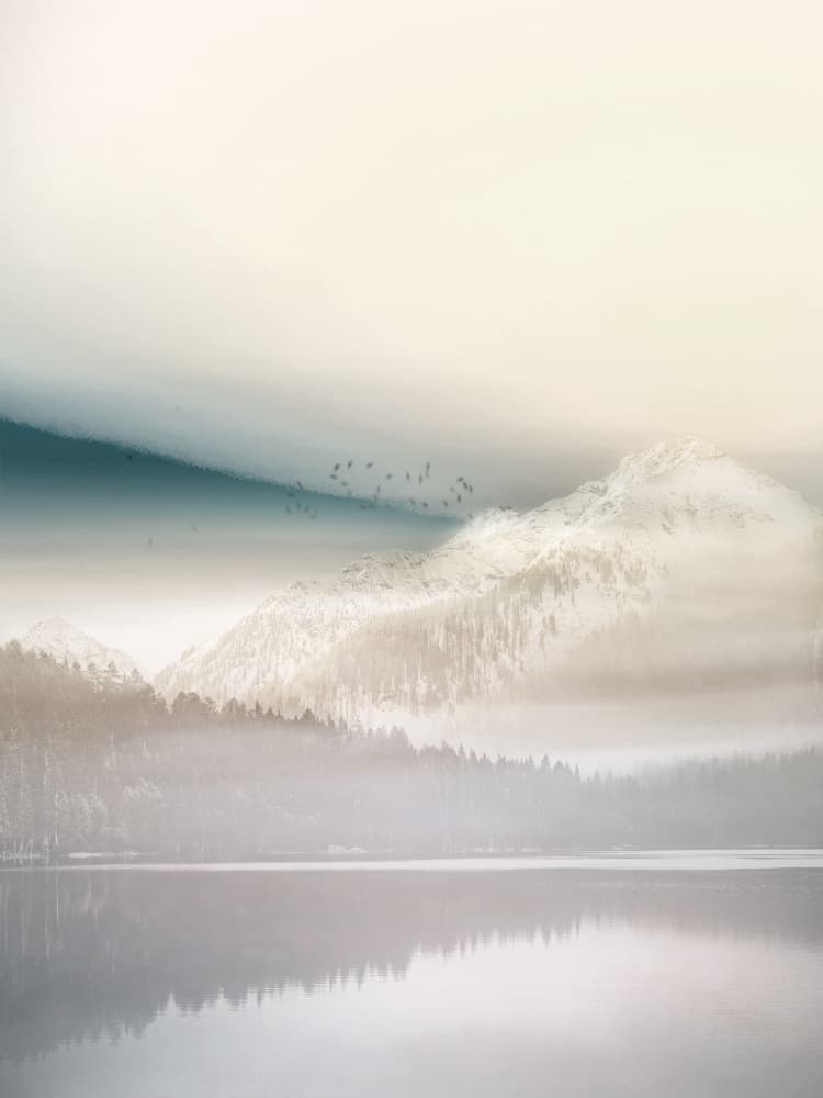 Misty Mountain Lake by Gemma Bardot — canvas wall art