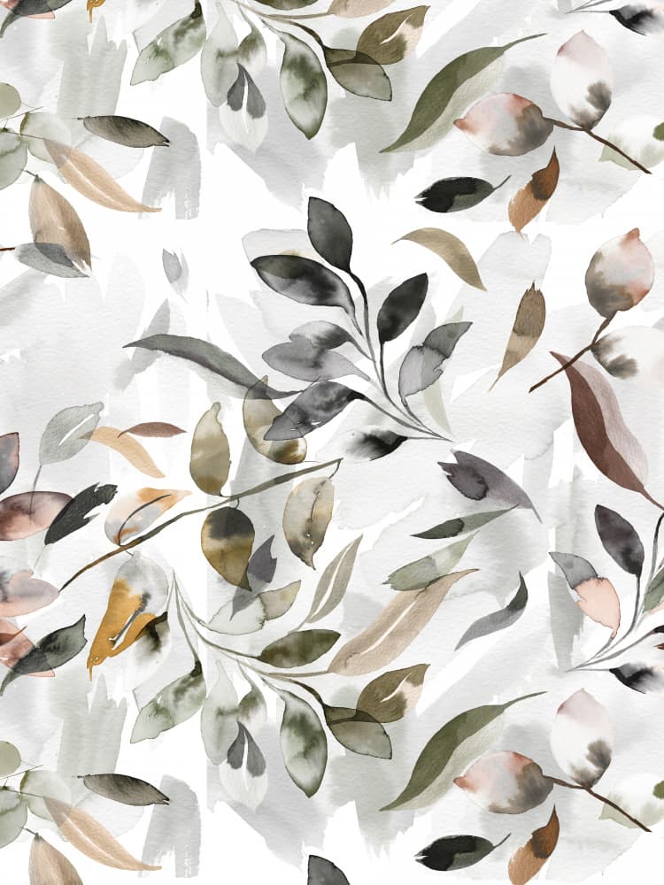 Watercolor Leaves Pattern by Ninola Design — canvas wall art