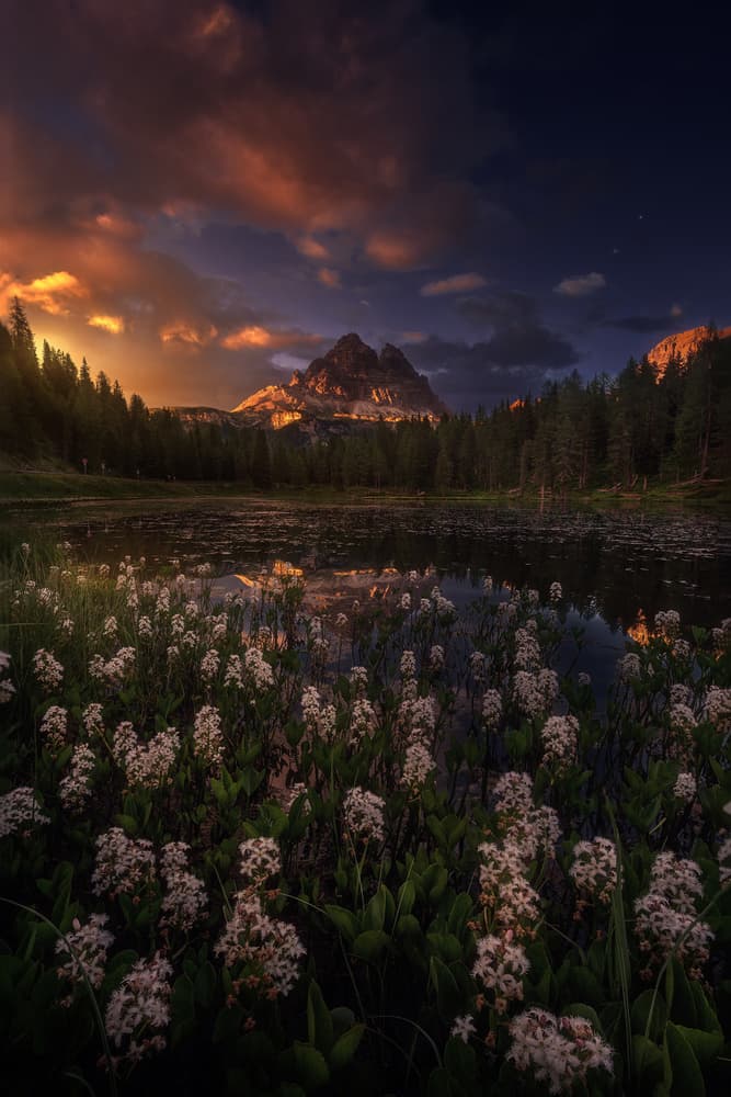 Dramatic Mountain Lake Sunset by Jose Parejo — canvas wall art