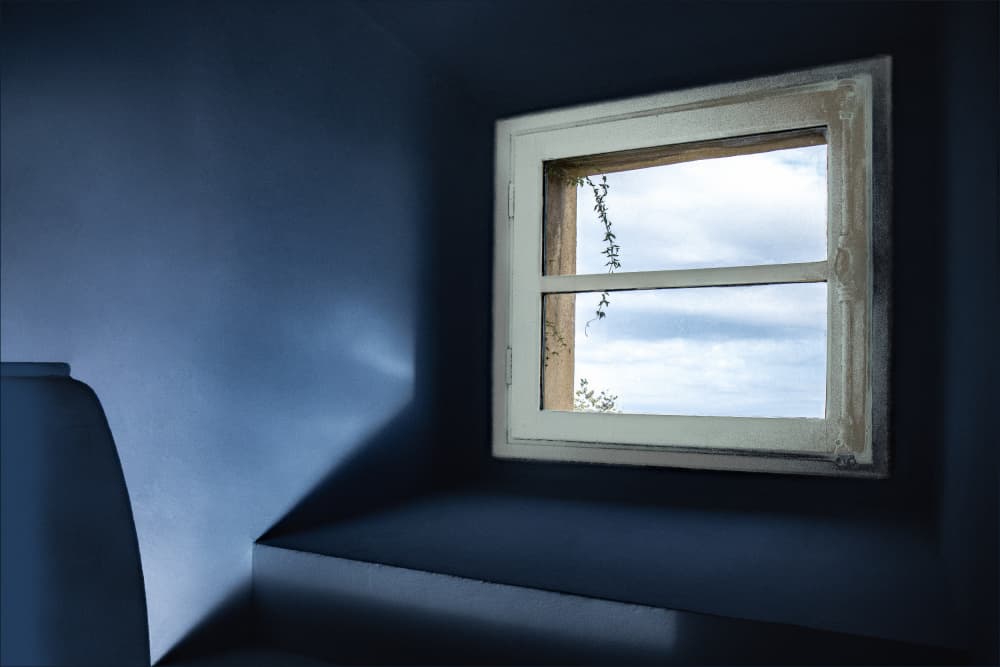 Deep Blue Window Light by Gilbert Claes — canvas wall art