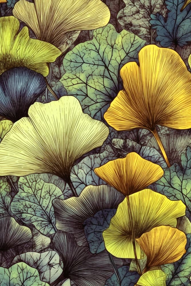 Autumn Ginkgo Pattern by Justyna Jaszke — canvas wall art