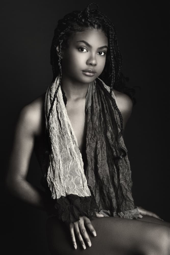 Elegant Scarf Portrait by Jan Slotboom — canvas wall art