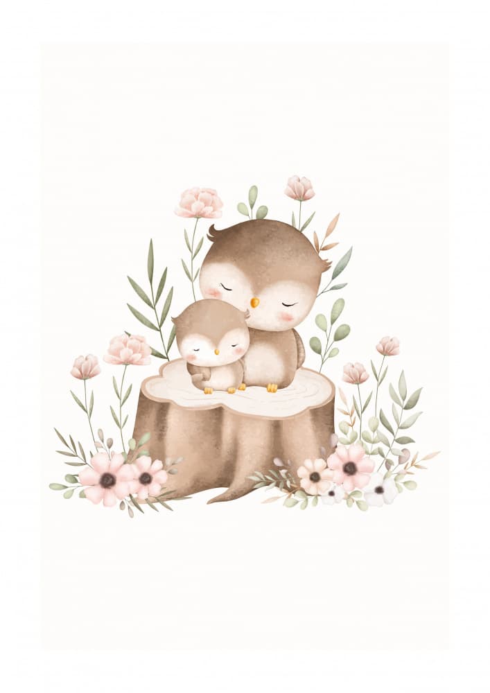 Cute Owl Family by Saskia Michele — canvas wall art