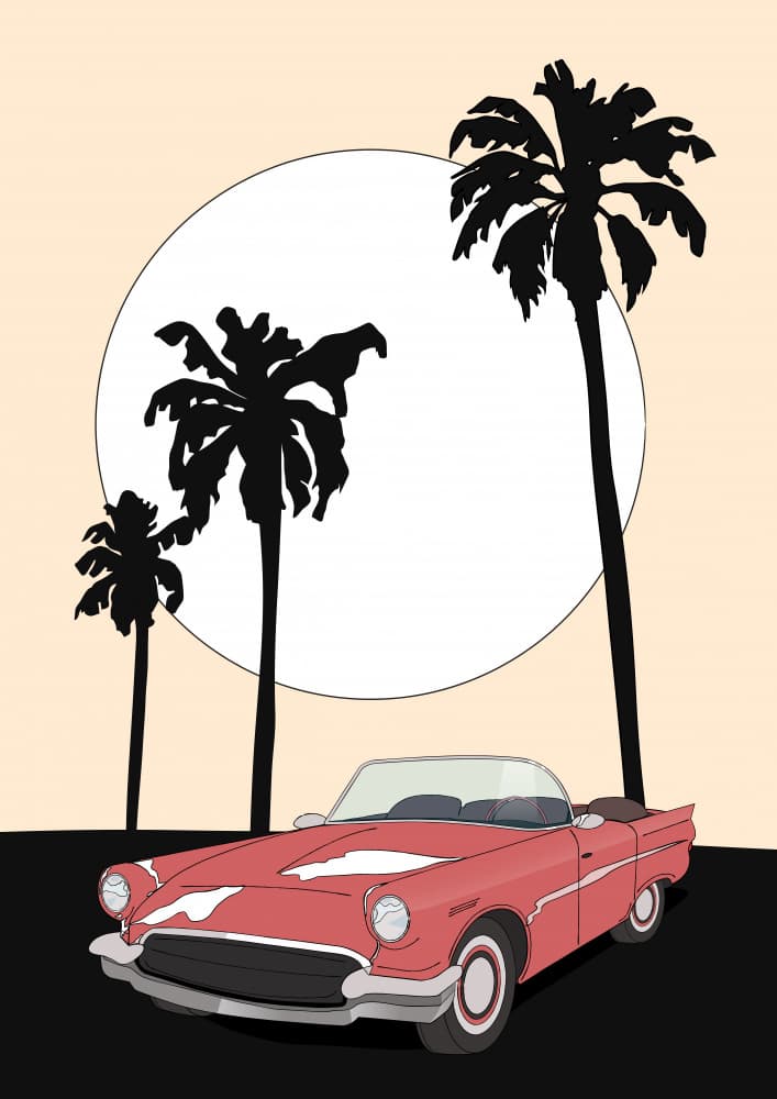 Classic Car Palm Trees by Nicholas — canvas wall art