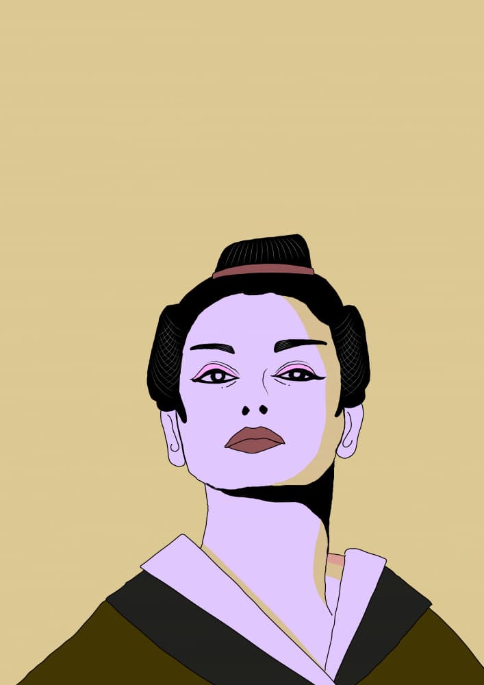 Stylized Geisha Portrait by Nicholas — canvas wall art