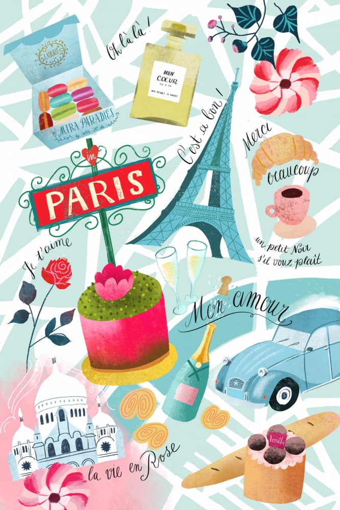 Iconic Paris Collage by uta krogmann — canvas wall art