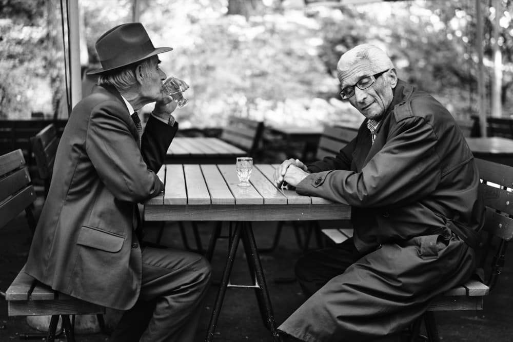 Old Friends Cafe Scene by Denis Malciu — canvas wall art