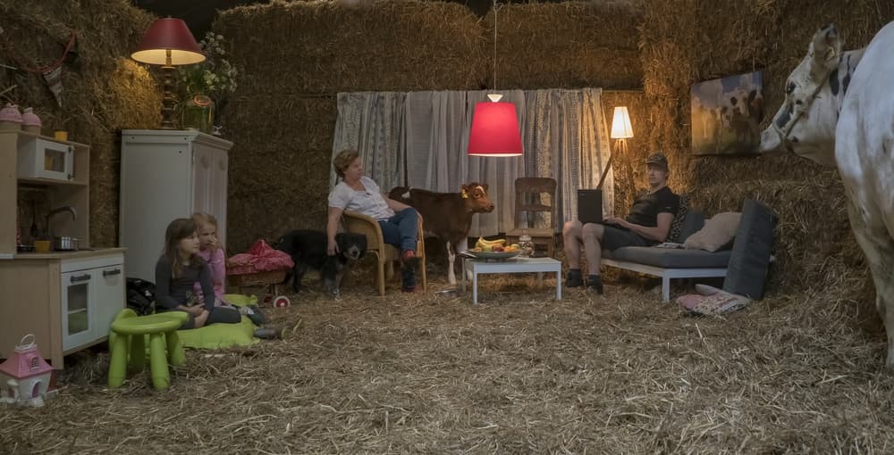 Hay Bale Family Life by Gert van den Bosch — canvas wall art