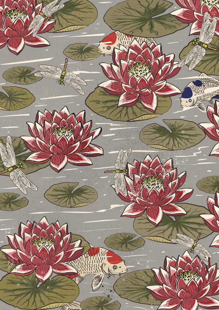 Lotus Koi Pond by Nicholas — canvas wall art