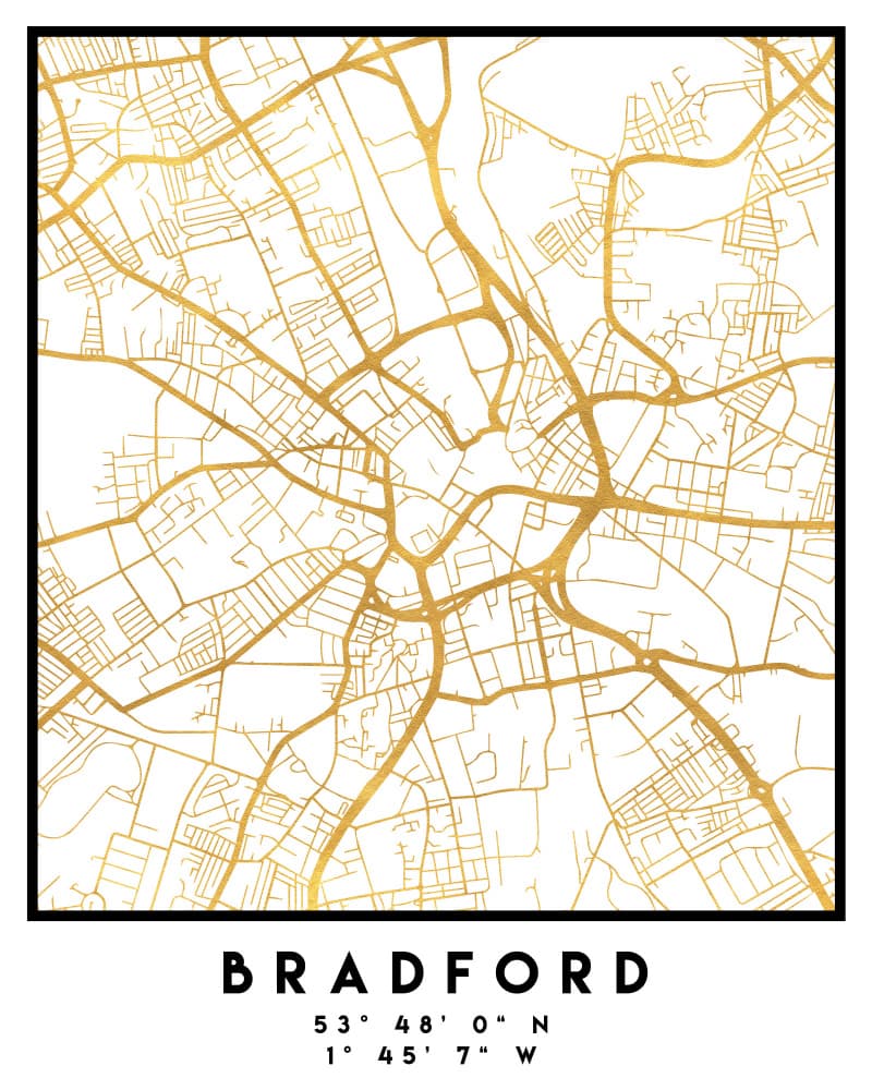 Bradford Gold City Map by Emiliano Deificus — canvas wall art