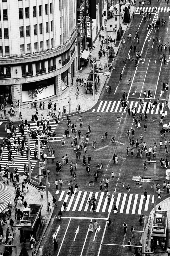 Bustling City Intersection by Makoto Nishikura — canvas wall art