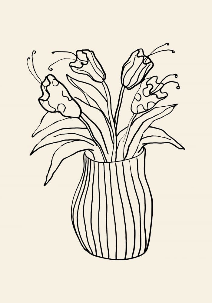 Hand Drawn Tulip Vase by Pictufy Studio — canvas wall art