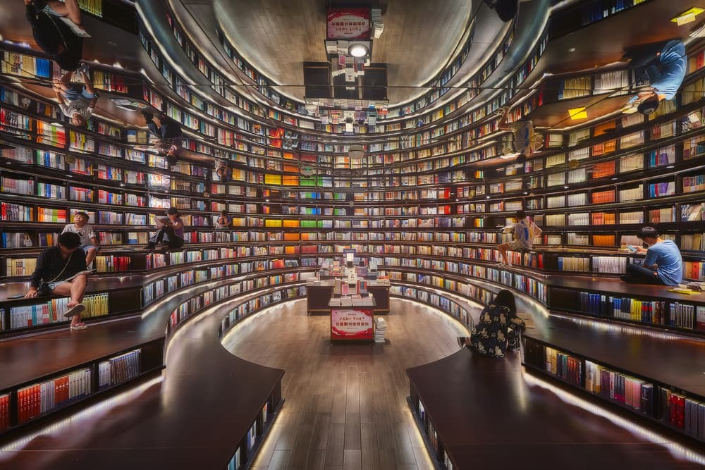 Infinite Book Shelves by Javier de la Torre — canvas wall art