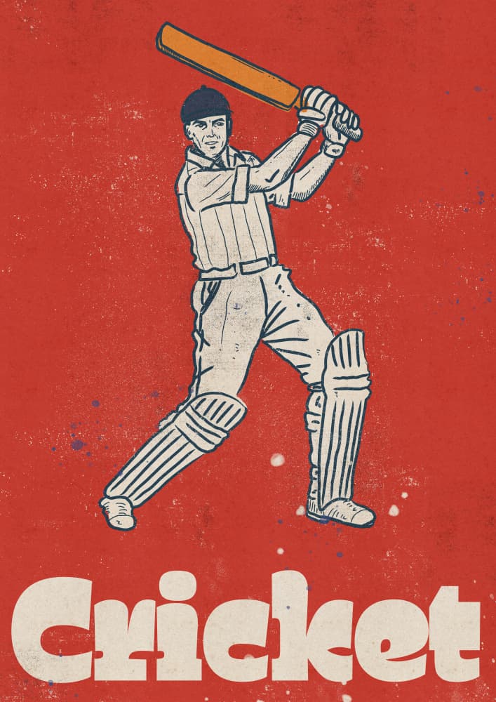 Vintage Cricket Player by Nicholas — canvas wall art
