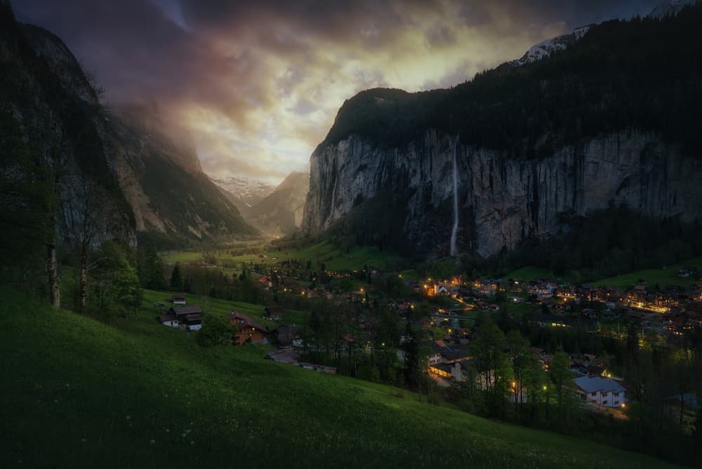 Alpine Valley Evening Glow by Juan Pablo de Miguel — canvas wall art