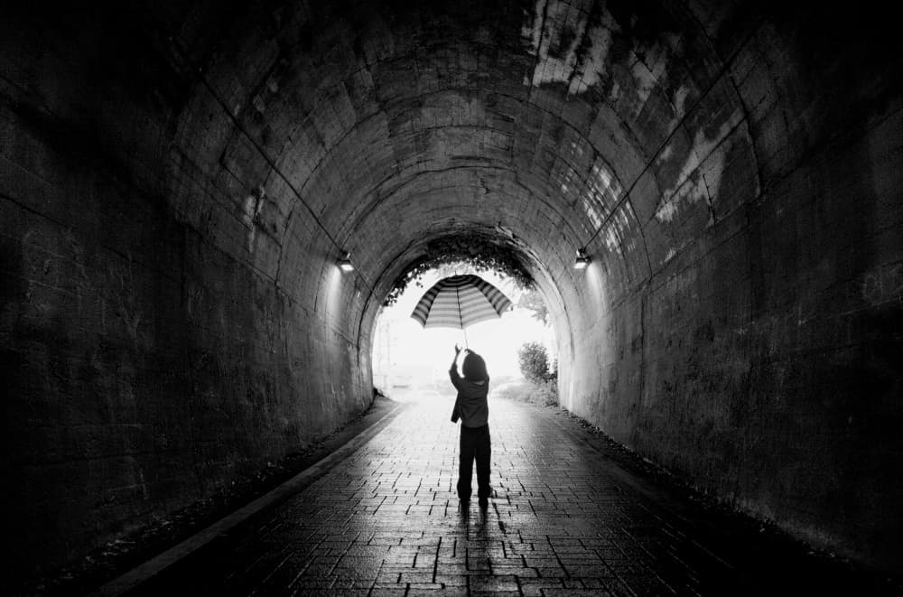 Lone Child Tunnel Light by Bong Goo Kang — canvas wall art