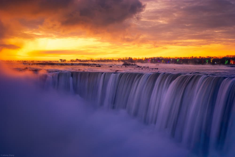 Vibrant Niagara Falls Sunset by Johnny Zhang — canvas wall art