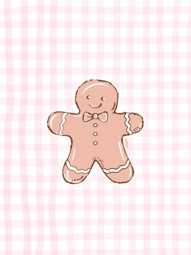 Pink Gingham Gingerbread Man by Jolly and Dash — canvas wall art