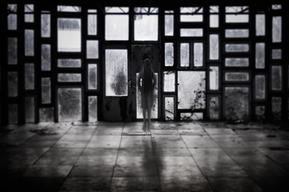 Haunting Ghost Woman by Mirjam Delrue — canvas wall art