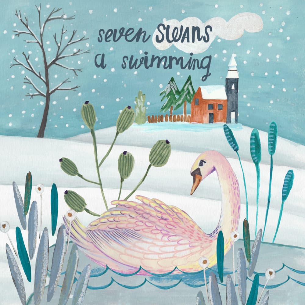 Seven swans a swimming by Caroline Bonne Müller — canvas wall art