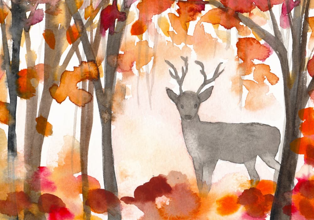 Misty Autumn Deer by Christine Lindstrom — canvas wall art