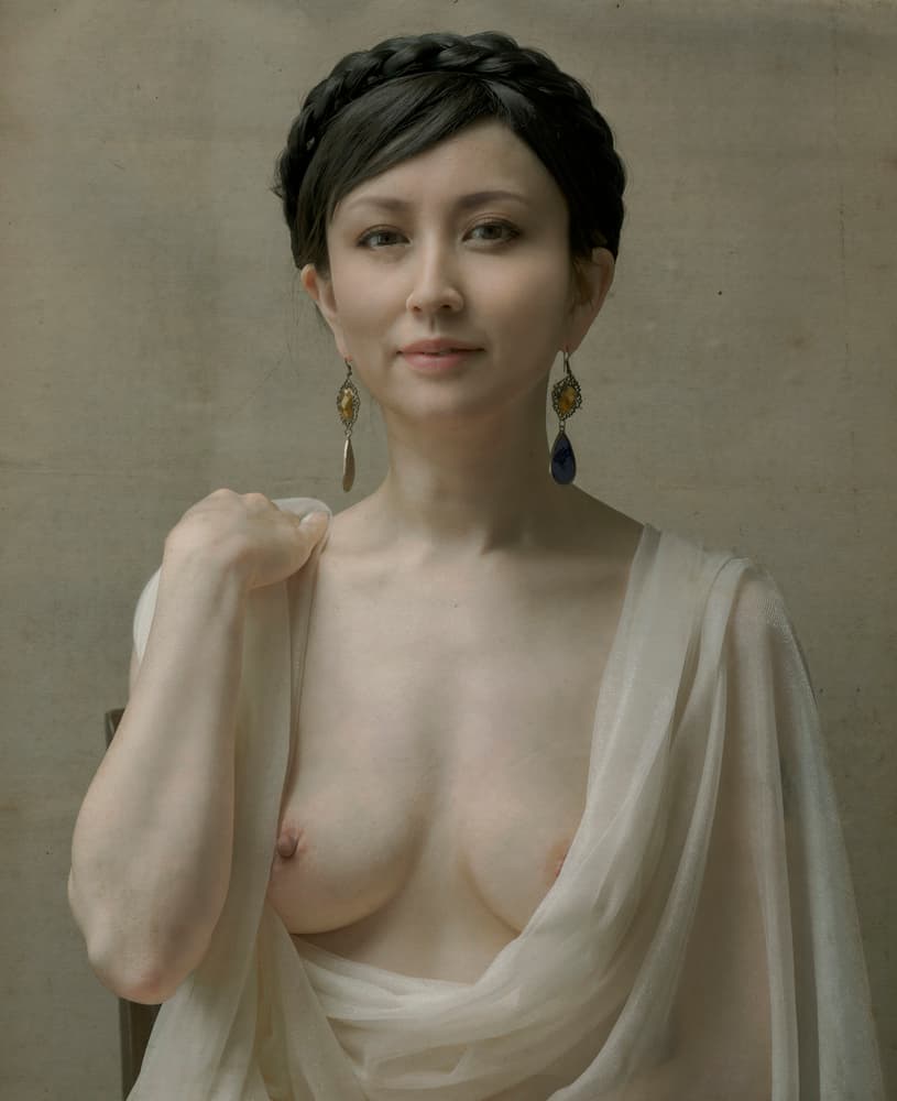 Portrait of a young lady by Fuyuki Hattori — canvas wall art
