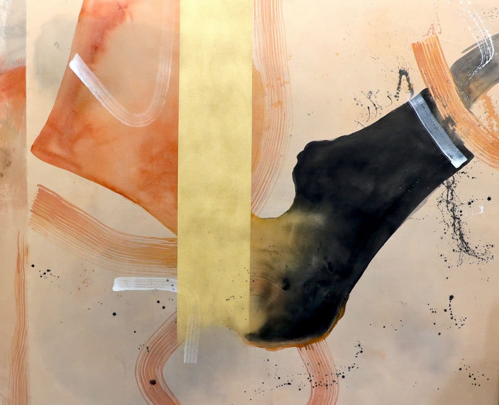 Golden Abstract Forms by POOVI ART — canvas wall art