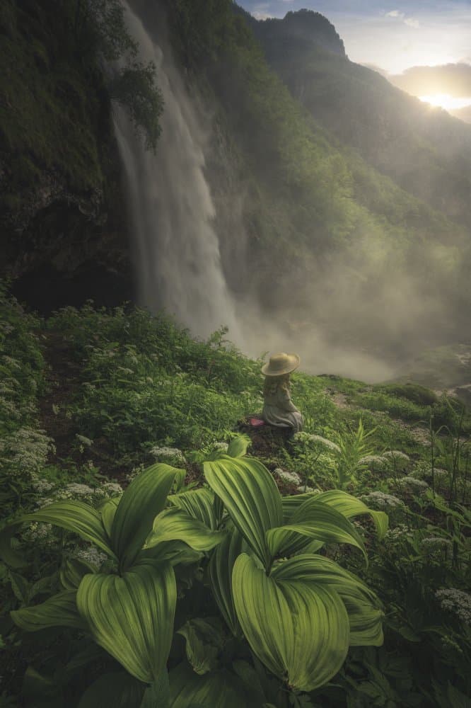 Misty Mountain Waterfall by Thomas de Franzoni — canvas wall art