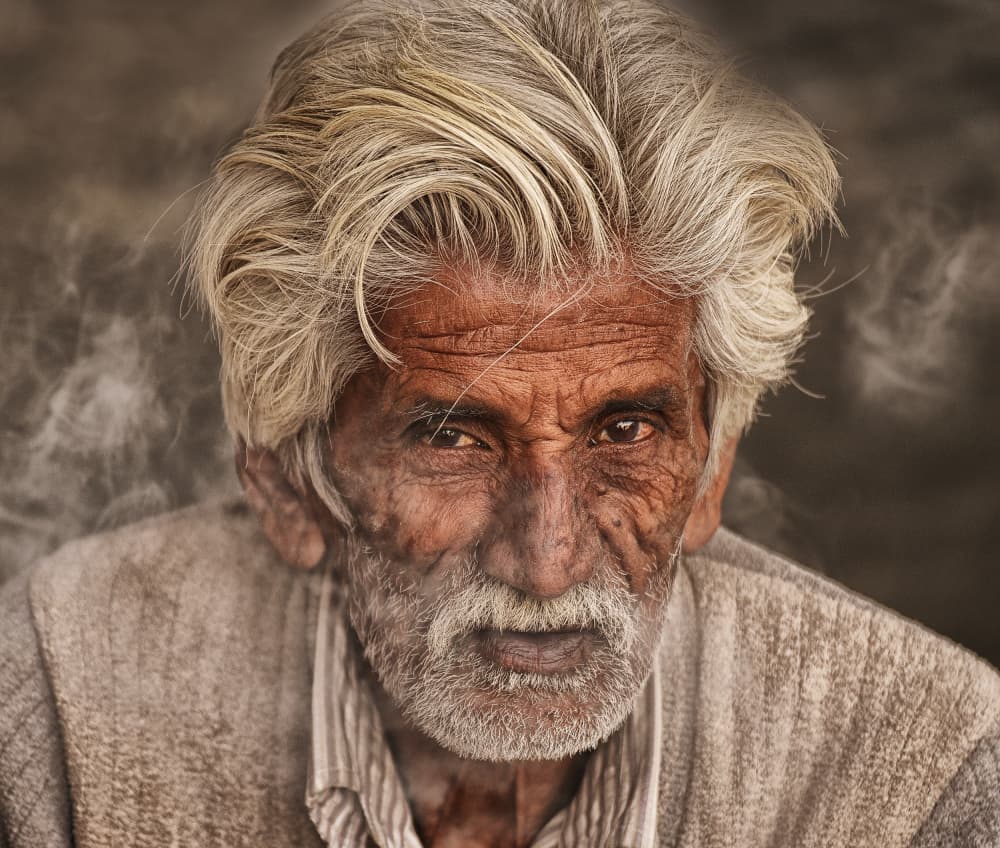 Wise Old Man Portrait by Lou Urlings — canvas wall art