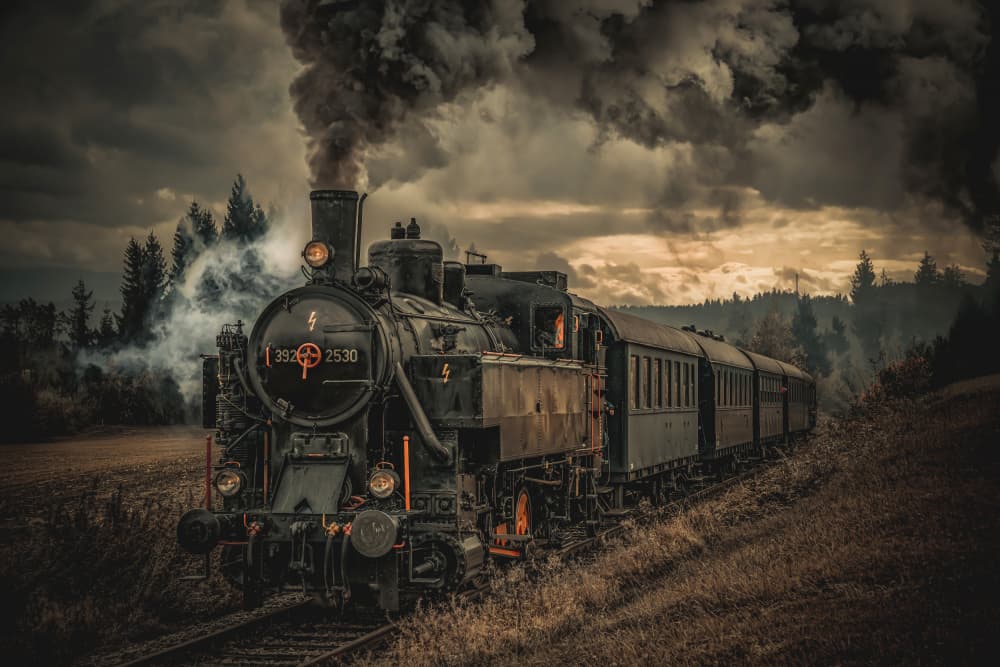 Dark Steam Journey by Hubert Bichler — canvas wall art