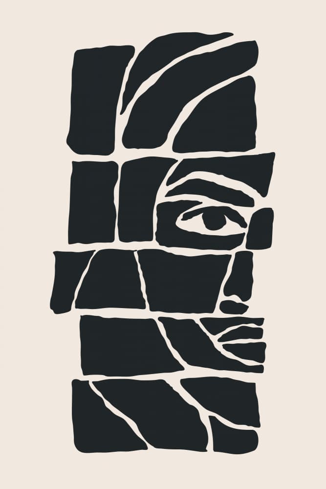 Fragmented Face Profile by jay stanley — canvas wall art