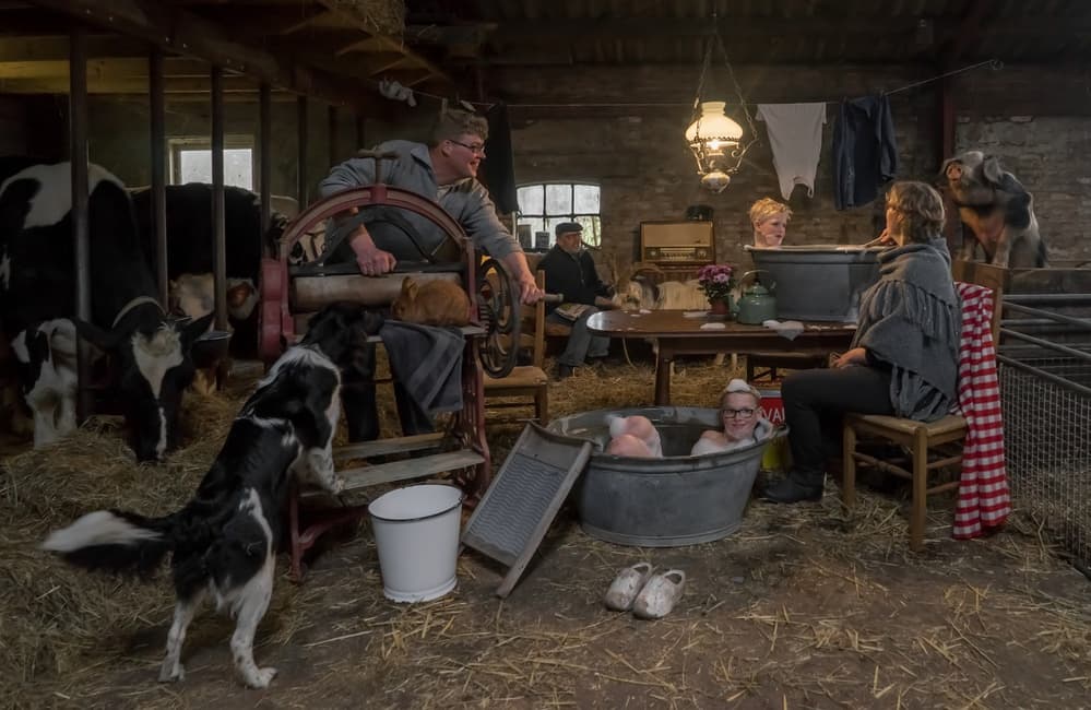 Rustic Barn Bath Time by Gert van den Bosch — canvas wall art