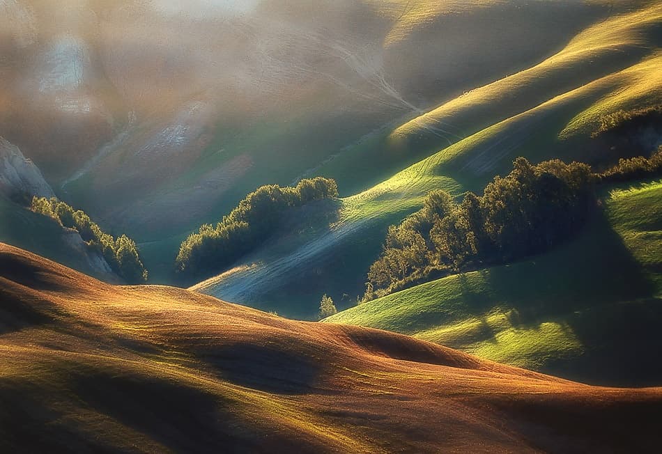 Golden Rolling Hills by Jarek Pawlak — canvas wall art